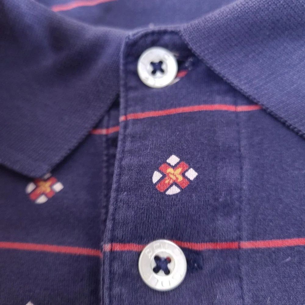 Polo Ralph‎ Lauren Golf Polo Shirt Mens Large Crest Shield Geometric Striped